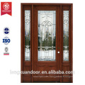 Mahogany wood entry double door glass design solid wood entry door